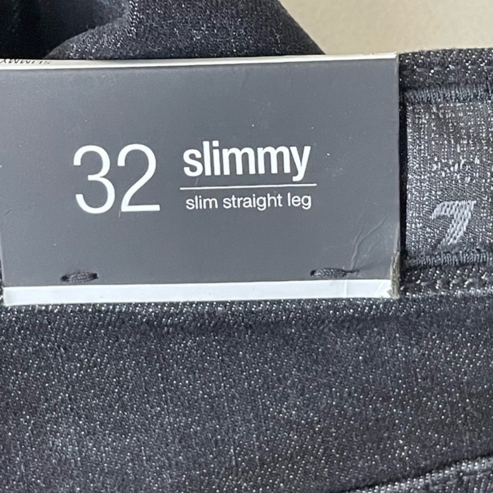 7 FOR ALL MANKIND NWT MEN’S SLIMMY SLIM STRAIGHT JEANS BLACK DISTRESSED 32 33 36 - Picture 9 of 15